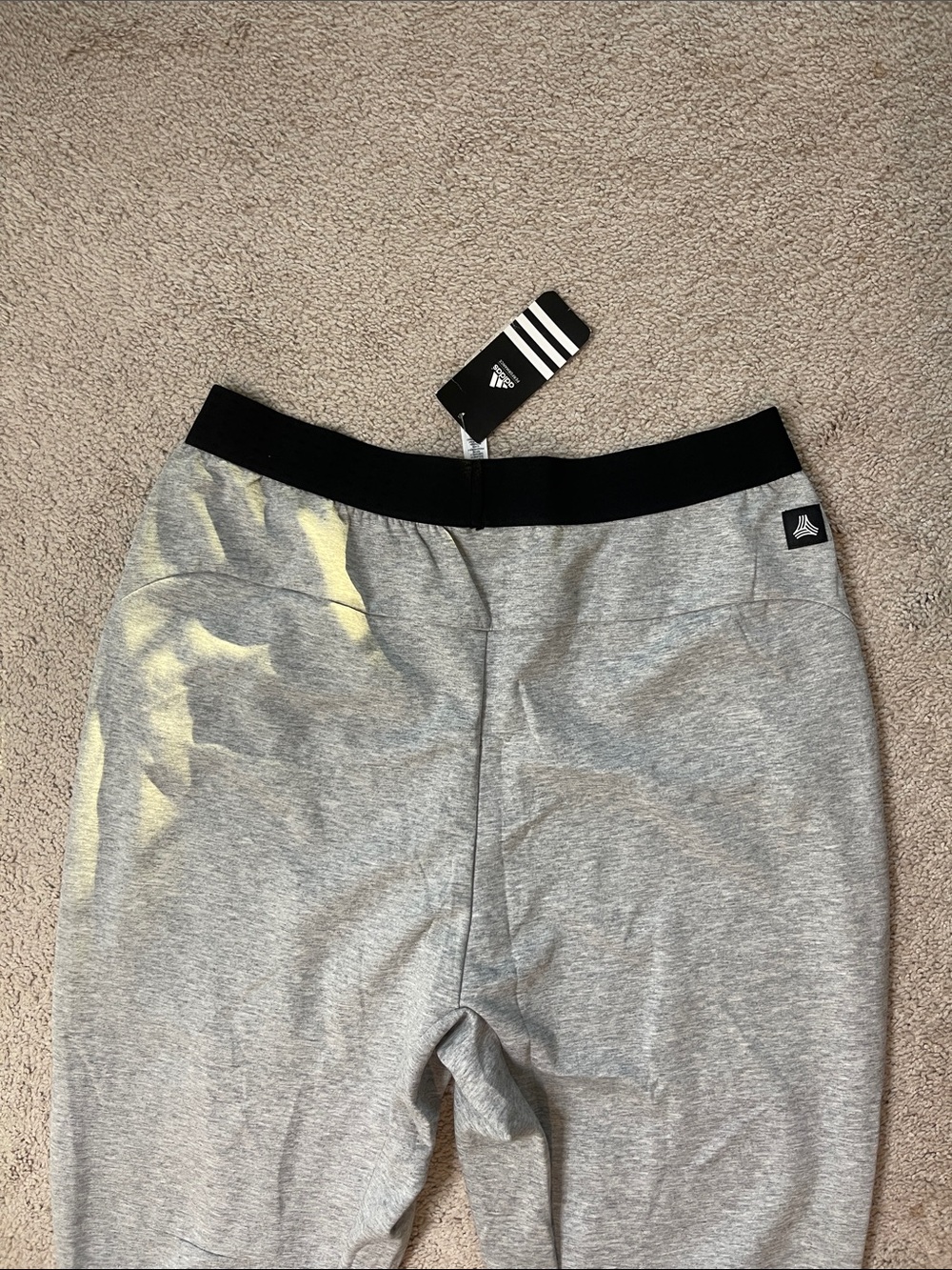 adidas adult Light Gray Jogger Sweatpants with Black Waistband - Picture 4 of 6